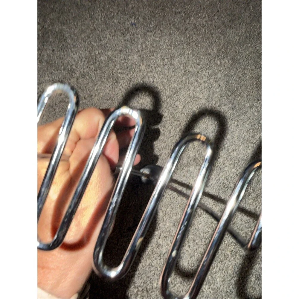Vtg?  Hand Potato Masher Stainless Steel Black RubberyHandle 9.5” Heavy Duty